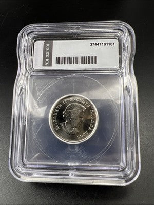 2009 25c Men's Hockey Canada Twenty Five Cents Quarter Coin ICG BU Certified