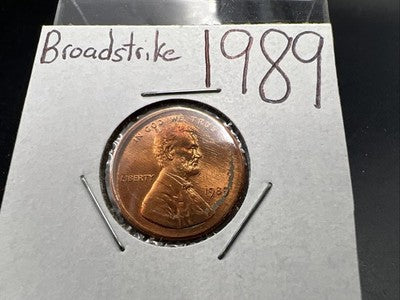 1989 P 1c Lincoln Memorial Cent Centered Broadstrike Error Coin Choice BU UNC