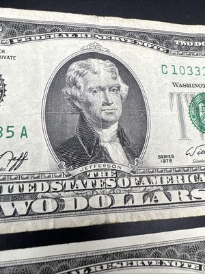 $2 Bill Collector's Lot Lucky 333s repeat Serial # 1976 $2 & 2017 $2 Bills Circ