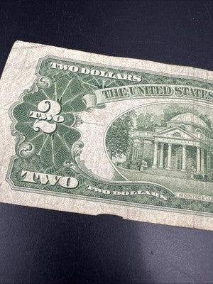1928 G $2 Two Dollar Legal Tender United States Red Seal Note G / VG Circ #6688
