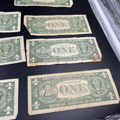 Lot of 7 1935 1957 $1 One Dollar Blue Seal Silver Certificates Very Circulated 7