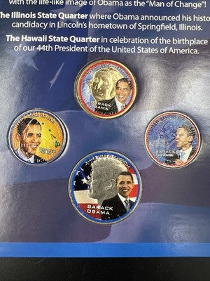 Lot of 16 Barack Obama Colorized US UNC Coins in Boxes Display Folders
