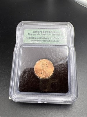 ICG Intercept Shield Sample Slab 2000 D 1c Lincoln Cent Toned in Holder