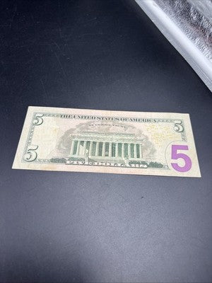 2013 $5 FRN Federal Reserve Note Fine Circ Low Serial #00005856