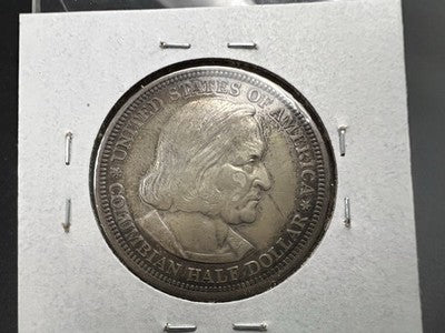 1892 50c Columbian Exposition Chicago World's Fair Silver Half Dollar XF EF S#1
