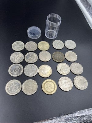 Lot of 20 $1 Casino Dollar Gaming Tokens Metal Circulated Conditions SKU#7533