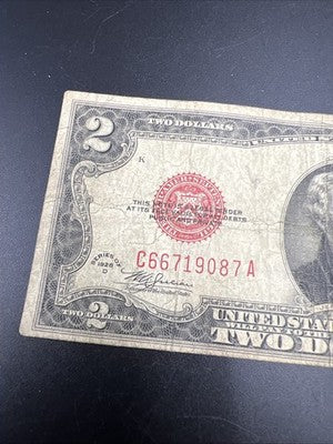 1928 G $2 Two Dollar USN Red Seal G / VG Circ #087