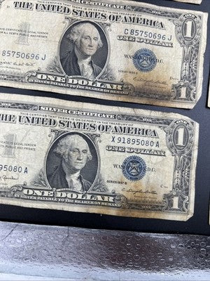 Lot of 10 VERY CIRC 1957 1935 $1 Dollar Silver Certificate Blue Seal Notes #80