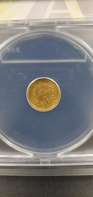 1851 G$1 Liberty Head Gold Dollar Coin ANACS AU Details Damaged Bent Cleaned