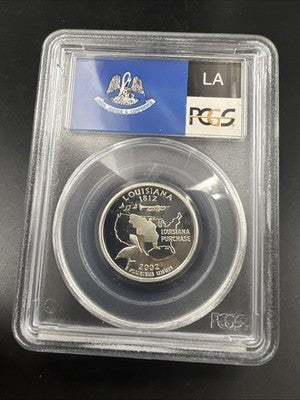 2002 S Proof Silver Louisiana Statehood Quarter Coin PCGS PR69 DCAM #686