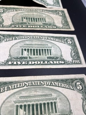 $5 Bill Collectors Lot 2x 1953 $5 Silver Certificate 1950 C FRN & 1963 USN Circ