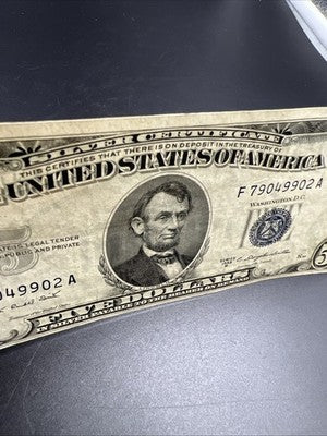 1953 B $5 Five Dollar Silver Certificate XF EF Extra Fine Circ #902