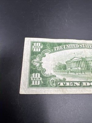 1934 A $10 FRN Ten Dollar Federal Reserve Note New York District Fine Circ #50