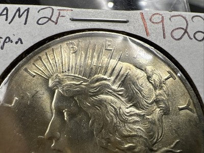 1922 $1 Peace Silver Dollar Coin Vam 2F Variety Hairpin BU UNC Top 50 VAM