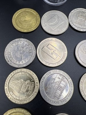 Lot of 20 $1 Casino Dollar Gaming Tokens Metal Circulated Conditions SKU#7530