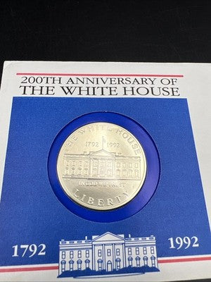 1992 White House Commemorative 90% Silver Dollar Coin in FDOI Stamp Pack
