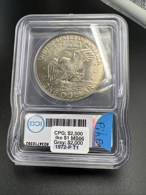 1972 P $1 Ike Eisenhower Clad Copper Nickel Dollar Coin ICG MS66 #92