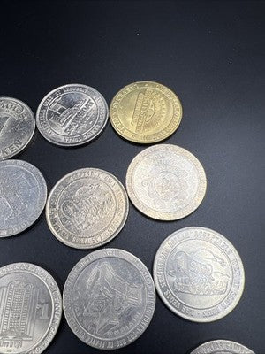 Lot of 20 $1 Casino Dollar Gaming Tokens Metal Circulated Conditions SKU#7543