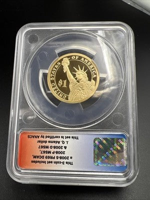 2008 S $1 John Quincy Adams PR69 DCAM Presidential Dollar Coin ANACS #26