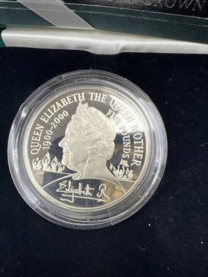 2000 Queen Mother Piedfort 2 Pounds England UK Silver Proof Rare Coin w/ Box COA