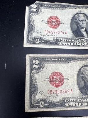 Lot of 5 1928 G $2 USN United States Note Red Seal Bills G / VG Circ #024