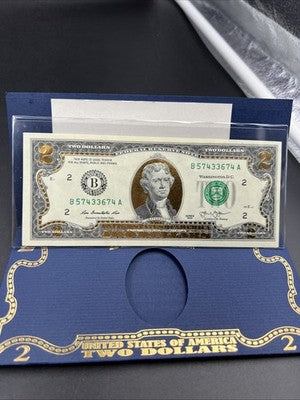 Golden Enhanced 2013 2 Two Dollar Federal Reserve Note Uncirculated #74