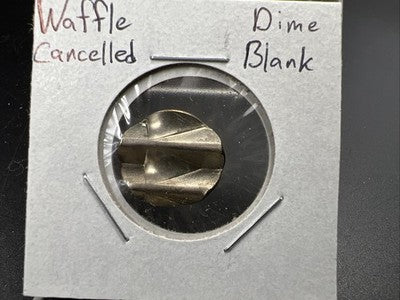 Waffled Cancelled Blank 10c Roosevelt Dime Coin SK#a