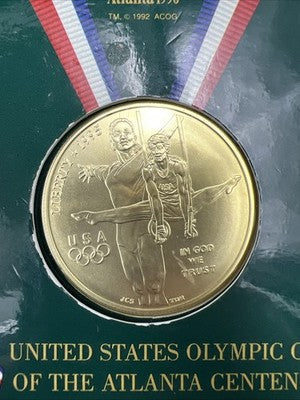 1995 Atlanta Olympics Gymnast Silver Dollar Coin in US Mint Olympic Pack