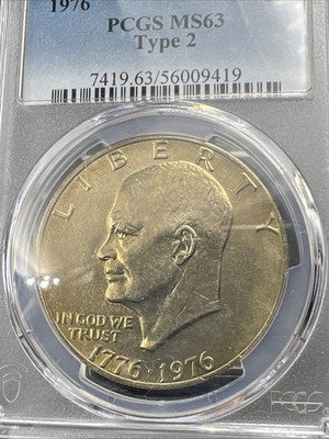 1976 P Type 2 $1 Ike Eisenhower Clad Copper Nickel Dollar Coin PCGS MS63 #419