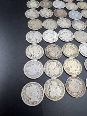 Barber Quarters 90% Silver Coin Quarter Roll $10 Face Value 40 Coins VG/G SKU#3A