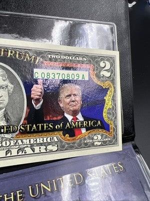 Donald Trump Colorized 2017 2 Two Dollar Federal Reserve Note & 50c Set Unc #09