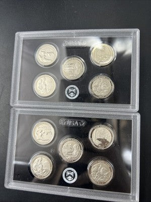 Lot of 2 Panels 2017 S Enhanced UNC ATB American The Beautiful Quarters 10 Coins