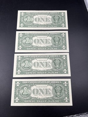 4 Consecutive 2017 $1 FRN Federal Reserve Notes CH UNC #28