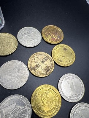 Lot of 20 $1 Casino Dollar Gaming Tokens Metal Circulated Conditions SKU#7549