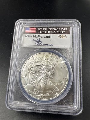 2013 1 Oz American Silver Eagle Coin PCGS MS69 Mercanti Signature Label #241