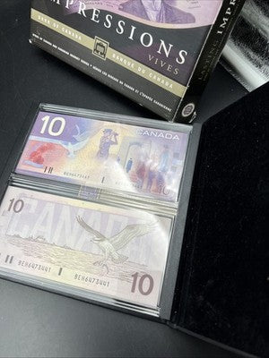 1986-2001 Lasting Impressions Collector's Set- Two Canada $10 Bank Notes