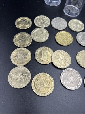 Lot of 20 $1 Casino Dollar Gaming Tokens Metal Circulated Conditions SKU#7523