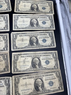 Lot of 16 VERY CIRC 1957 1935 $1 Dollar Silver Certificate Blue Seal Notes #81