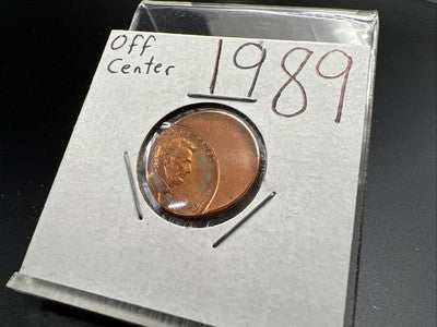 1989 1c Lincoln Memorial Cent Penny 60% Off Center BU UNC sk#4B