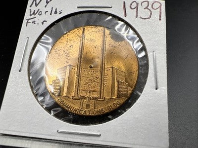 1939 New York World's Fair Communications Building Medal UNC Some Toning