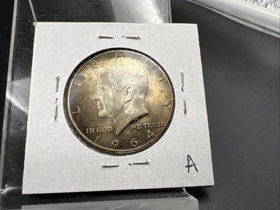 1964 50c Kennedy Silver Half Dollar Coin PQ Amber Toning Obverse CH AU SK#1a