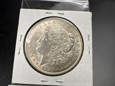 1921 P $1 Morgan Silver Dollar Coin Reverse Lamination Major Error AU About UNC