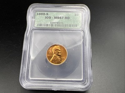 1955 S Lincoln Wheat Cent Penny Coin ICG MS67 RD #244