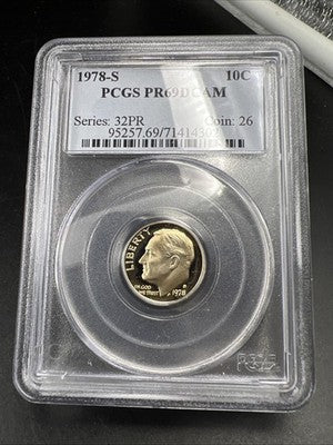 1978 S 10c Roosevelt Copper Nickel Dime Coin PCGS PR69 DCAM #302