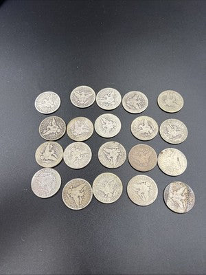 20 Coin Roll Barber 90% Silver Half Dollar Coins AG - G Very Circ Conditions S#b