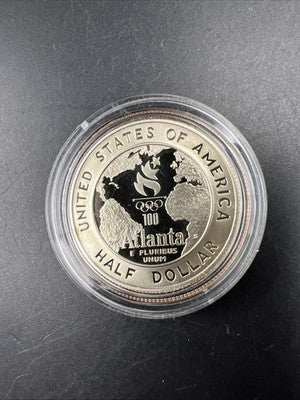 1995 Atlanta Olympics Baseball 50c Commemorative Copper Nickel Half Dollar Proof