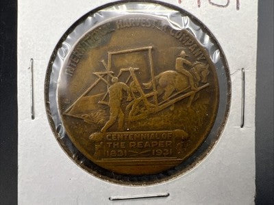 1931 Cyrus McCormick Bronze Medal Centennial Of The Reaper Metallic Art Co Circ