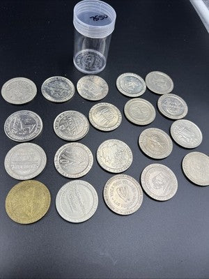 Lot of 20 $1 Casino Dollar Gaming Tokens Metal Circulated Conditions SKU#7550