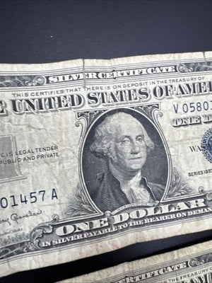 Lot of 10 VERY CIRC 1957 1935 $1 Dollar Silver Certificate Blue Seal Notes #49