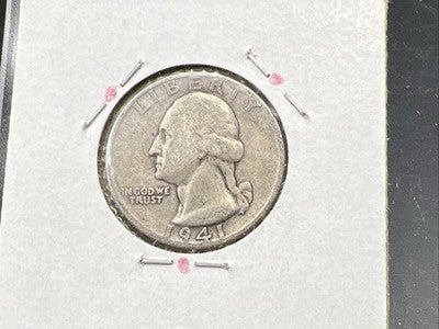 1941 25c Washington Silver Quarter Coin AG Very Circ Double Die Reverse Variety